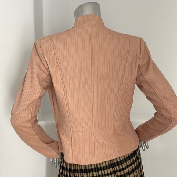 G.I.L.I Cropped Open Front Leather Jacket Pink Size 4 - Picture 2 of 14